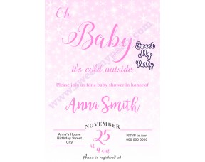 Winter Wonderland Baby Shower Invitation pink,(004)